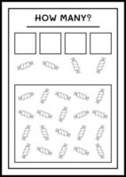 combien de bonbons de noël, jeu pour enfants. illustration vectorielle, feuille de calcul imprimable vecteur