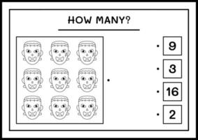 combien de monstre, jeu pour enfants. illustration vectorielle, feuille de calcul imprimable vecteur