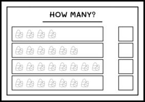 combien de bonbons, jeu pour enfants. illustration vectorielle, feuille de calcul imprimable vecteur