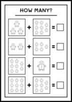 combien de biscuits au pain d'épice, jeu pour les enfants. illustration vectorielle, feuille de calcul imprimable vecteur