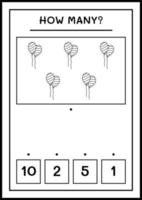 combien de ballon, jeu pour enfants. illustration vectorielle, feuille de calcul imprimable vecteur