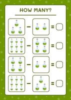 combien de bouteille de potion, jeu pour enfants. illustration vectorielle, feuille de calcul imprimable vecteur