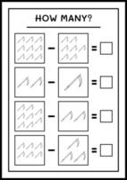 combien de faucille, jeu pour les enfants. illustration vectorielle, feuille de calcul imprimable vecteur