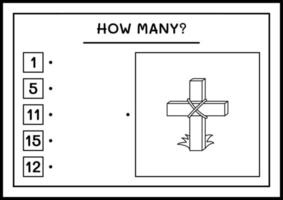 combien de sainte croix, jeu pour enfants. illustration vectorielle, feuille de calcul imprimable vecteur