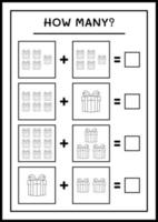 combien de coffret cadeau, jeu pour enfants. illustration vectorielle, feuille de calcul imprimable vecteur