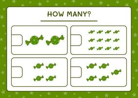 combien de bonbons de noël, jeu pour enfants. illustration vectorielle, feuille de calcul imprimable vecteur