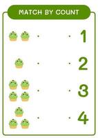 match par nombre de cupcake, jeu pour enfants. illustration vectorielle, feuille de calcul imprimable vecteur