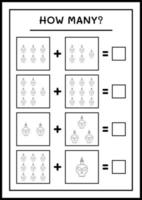 combien de crâne avec bougie, jeu pour enfants. illustration vectorielle, feuille de calcul imprimable vecteur