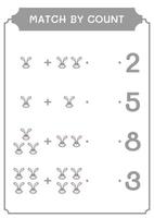 match par compte de lapin, jeu pour enfants. illustration vectorielle, feuille de calcul imprimable vecteur