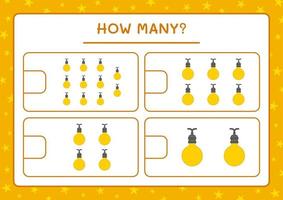 combien de lumières de noël, jeu pour enfants. illustration vectorielle, feuille de calcul imprimable vecteur