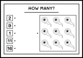 combien d'oeil, jeu pour les enfants. illustration vectorielle, feuille de calcul imprimable vecteur