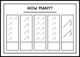 combien de faucille, jeu pour les enfants. illustration vectorielle, feuille de calcul imprimable vecteur
