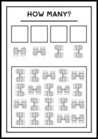 combien de mitaines d'hiver, jeu pour enfants. illustration vectorielle, feuille de calcul imprimable vecteur