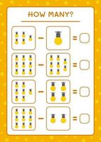 combien de lumières de noël, jeu pour enfants. illustration vectorielle, feuille de calcul imprimable vecteur