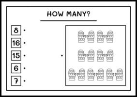combien de mitaines d'hiver, jeu pour enfants. illustration vectorielle, feuille de calcul imprimable vecteur