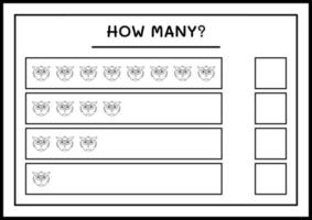 combien de chouette, jeu pour enfants. illustration vectorielle, feuille de calcul imprimable vecteur