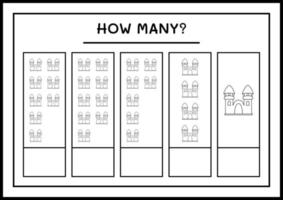 combien de château, jeu pour enfants. illustration vectorielle, feuille de calcul imprimable vecteur