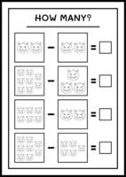 combien de chat, jeu pour enfants. illustration vectorielle, feuille de calcul imprimable vecteur