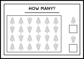 combien de sapin de noël, jeu pour enfants. illustration vectorielle, feuille de calcul imprimable vecteur