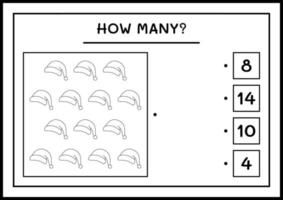 combien de chapeau de père noël, jeu pour enfants. illustration vectorielle, feuille de calcul imprimable vecteur