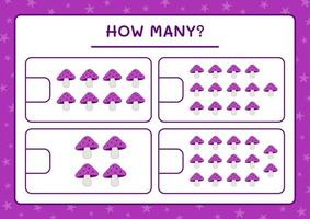combien de champignons, jeu pour enfants. illustration vectorielle, feuille de calcul imprimable vecteur