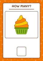 combien de cup cake, jeu pour enfants. illustration vectorielle, feuille de calcul imprimable vecteur