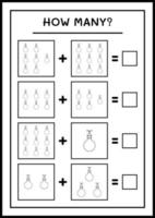 combien de lumières de noël, jeu pour enfants. illustration vectorielle, feuille de calcul imprimable vecteur