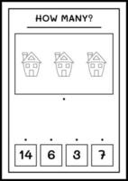 combien de maison, jeu pour enfants. illustration vectorielle, feuille de calcul imprimable vecteur