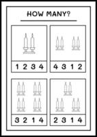 combien de bougie de noël, jeu pour enfants. illustration vectorielle, feuille de calcul imprimable vecteur