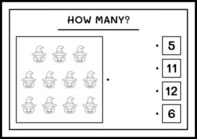 combien de citrouille, jeu pour enfants. illustration vectorielle, feuille de calcul imprimable vecteur