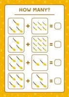 combien de magie de balai, jeu pour enfants. illustration vectorielle, feuille de calcul imprimable vecteur