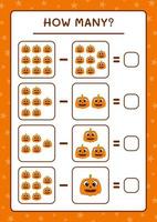 combien de citrouille, jeu pour enfants. illustration vectorielle, feuille de calcul imprimable vecteur