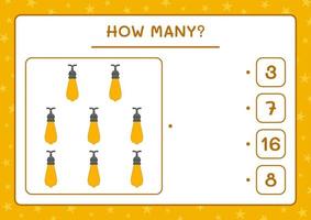 combien de lumières de noël, jeu pour enfants. illustration vectorielle, feuille de calcul imprimable vecteur