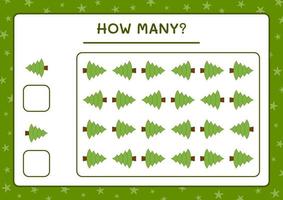 combien de sapin de noël, jeu pour enfants. illustration vectorielle, feuille de calcul imprimable vecteur