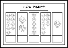 combien de zombies, jeu pour enfants. illustration vectorielle, feuille de calcul imprimable vecteur