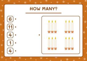 combien de bougie de noël, jeu pour enfants. illustration vectorielle, feuille de calcul imprimable vecteur