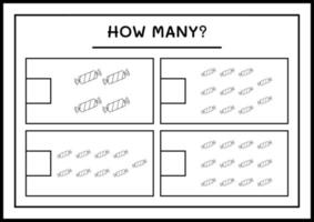 combien de bonbons de noël, jeu pour enfants. illustration vectorielle, feuille de calcul imprimable vecteur