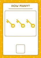 combien de clé, jeu pour enfants. illustration vectorielle, feuille de calcul imprimable vecteur