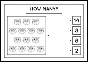 combien de chouette, jeu pour enfants. illustration vectorielle, feuille de calcul imprimable vecteur