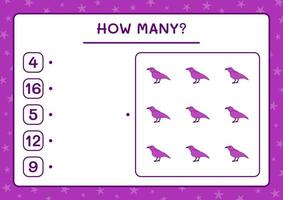 combien de corbeaux, jeu pour enfants. illustration vectorielle, feuille de calcul imprimable vecteur