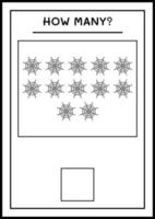 combien de toile d'araignée, jeu pour enfants. illustration vectorielle, feuille de calcul imprimable vecteur