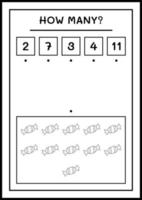 combien de bonbons de noël, jeu pour enfants. illustration vectorielle, feuille de calcul imprimable vecteur