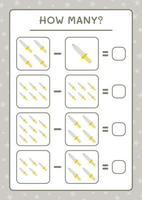 combien d'épée, jeu pour les enfants. illustration vectorielle, feuille de calcul imprimable vecteur