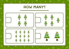 combien de sapin de noël, jeu pour enfants. illustration vectorielle, feuille de calcul imprimable vecteur