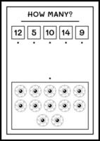 combien d'oeil, jeu pour les enfants. illustration vectorielle, feuille de calcul imprimable vecteur