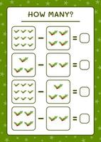 combien de baies de houx, jeu pour enfants. illustration vectorielle, feuille de calcul imprimable vecteur