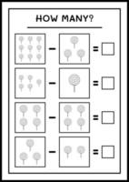 combien de sucette, jeu pour enfants. illustration vectorielle, feuille de calcul imprimable vecteur