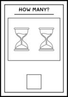 combien de sablier, jeu pour enfants. illustration vectorielle, feuille de calcul imprimable vecteur