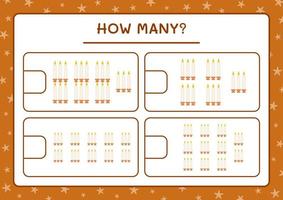 combien de bougie de noël, jeu pour enfants. illustration vectorielle, feuille de calcul imprimable vecteur