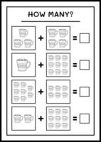 combien de tasse de noël, jeu pour enfants. illustration vectorielle, feuille de calcul imprimable vecteur